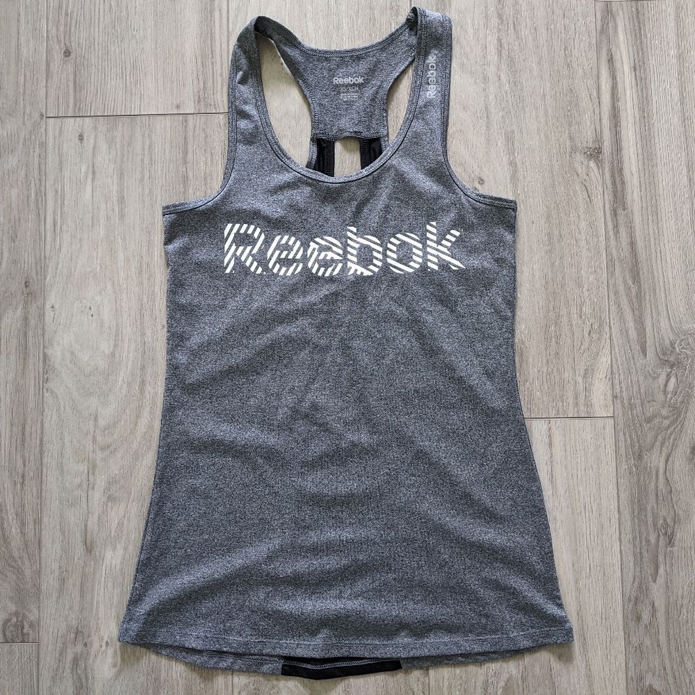 Reebok Racerback Tank Gray White Graphics Size XS